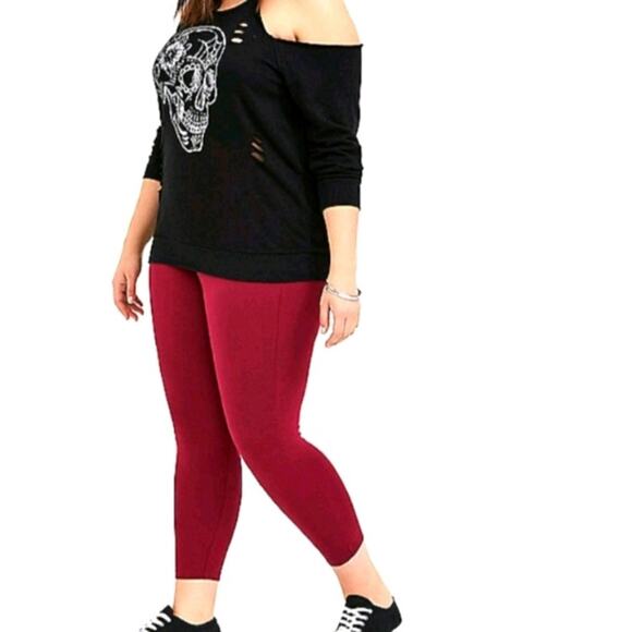 Torrid Beet Red Crop Leggings - Picture 1 of 6